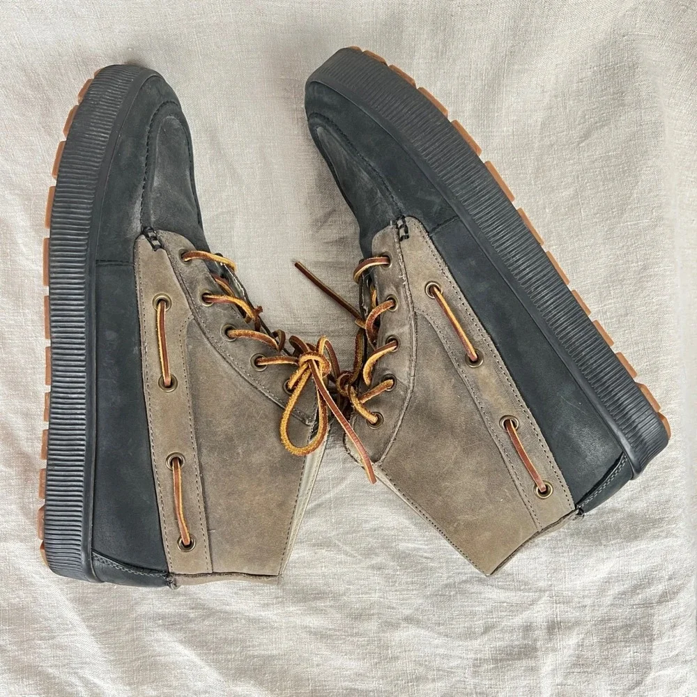 Polo Ralph Lauren Delmont Boots Mens 10.5D Leather Chukka Boat Grey Brown Rugged